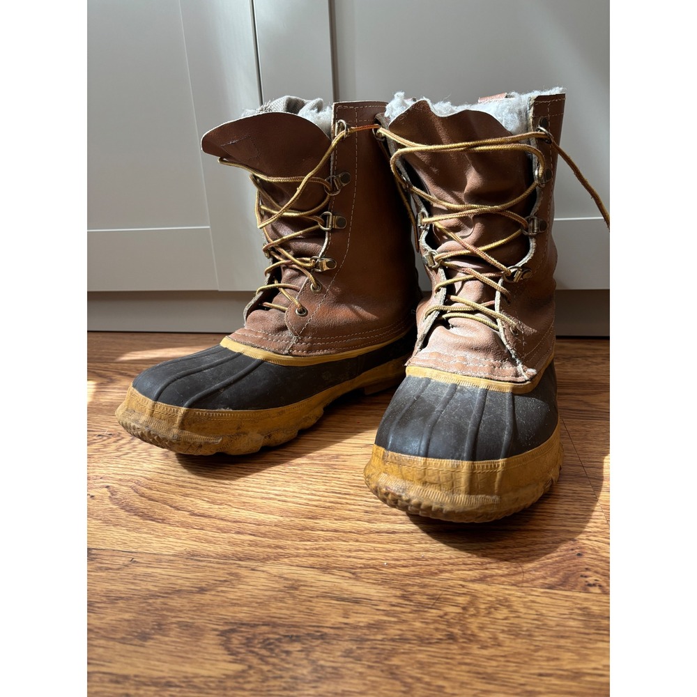 Chippewa USA Mens 10 M Leather Rubber Pac Boots Brown Winter Snow Duck Hunting